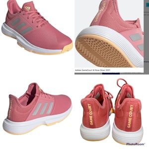 NEW ADIDAS GAMECOURT WOMEN ROSE SILVER 2021 TENNIS SHOES.